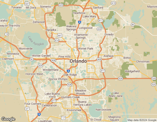 Map of Orlando, Florida, United States